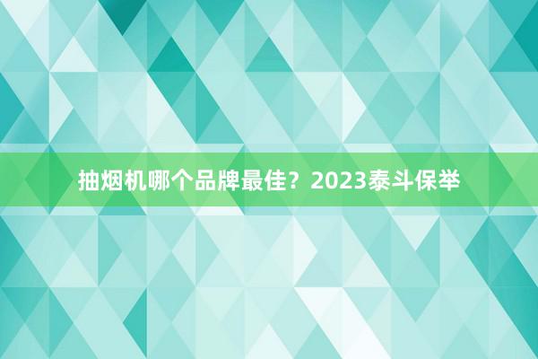 抽烟机哪个品牌最佳？2023泰斗保举